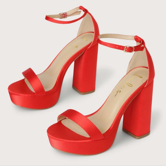 Lulus Shoes - LULUS Red Satin Heels